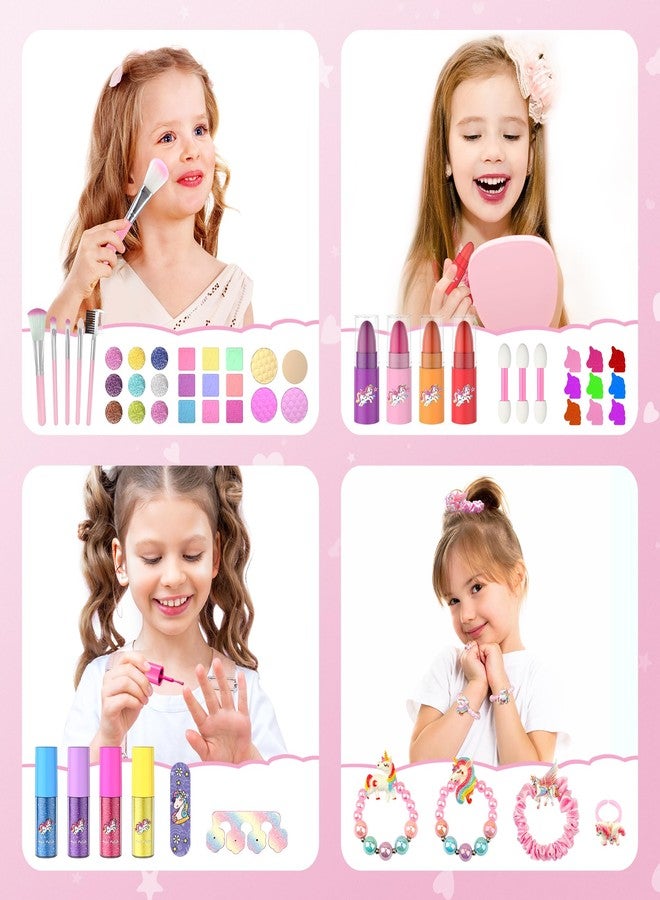 PERRYHOME Kids Makeup Set for Girls, 63 Pcs Washable Non-Toxic Real Cosmetic Toddler Makeup Kit, Unicorn Princess Play Makeup Toys Birthday Gifts, Dress up Time Girl Toys for 3 4 5 6 7 8 9 10 11 12 - Image 4